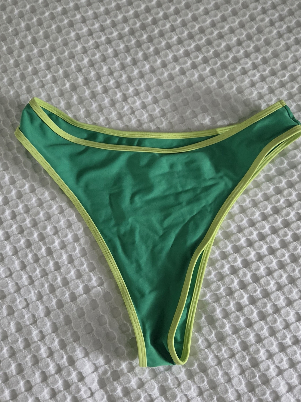 Green High-Cut Bikini Bottom with Lime Trim